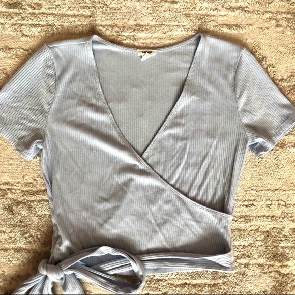 Garage Baby Blue Crop Top with Tie size Small - Picture 2 of 5